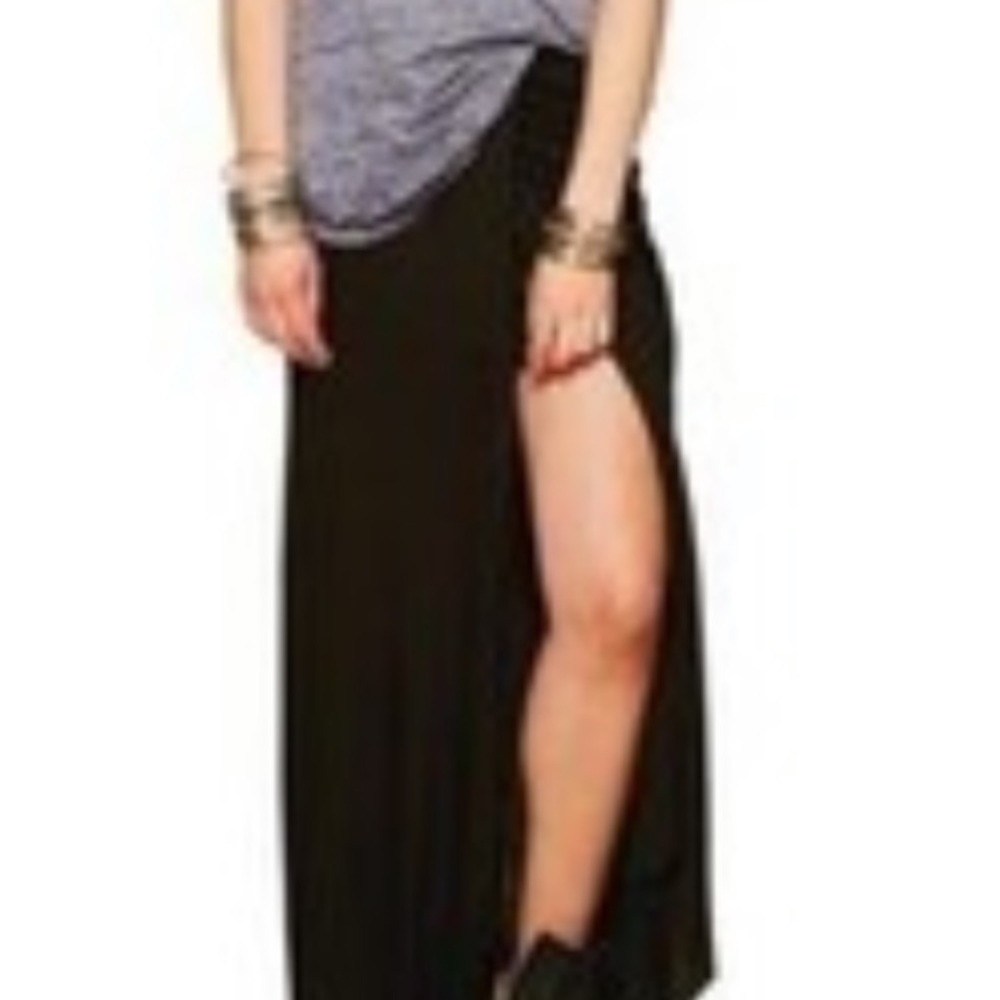 Free people black cotton jersey maxi skirt small